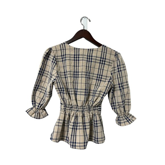 Women's Plaid Blouse, Baby Doll - Size S - Picture 2 of 2